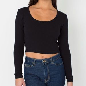 American Apparel Black Long Sleeve Crop Top